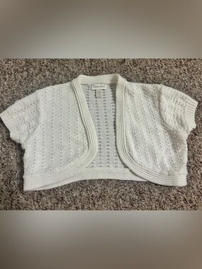Girls L/XL Cream Open-Front Knit Cardigan Sweater/Hru